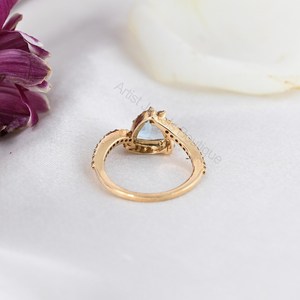 Anillo de Diamantes y Aguamarina Santa María, Oro Sólido de 14K, Joyería Fina, Proveedor Mayorista OEM ODM - Product Image 3