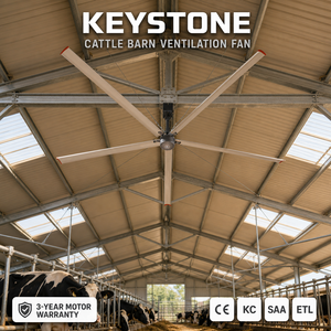Keystone Energy Saving HVLS Industrial Ceiling Fan Efficient Airflow System for Dairy <b>Cow</b> Holding Area in Milking Parlor - Product Image 1