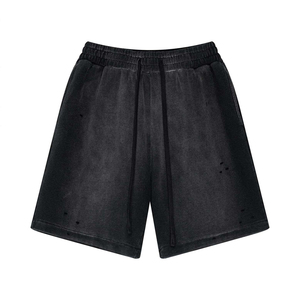 Hot Selling Mens Vintage Acid Wash Shorts Cotton French <b>Terry</b> Jogger Raw Hem Sweat Shorts Streetwear Custom Logo <b>Bulk</b> - Product Image 2