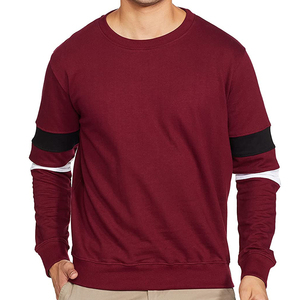 เสื้อสเวตเตอร์คอกลมผู้ชาย ดีไซน์เฉพาะตัว สีพื้น ผ้าถัก ทรงปกติ สวมใส่สบายๆ สำหรับฤดูใบไม้ร่วง แขนยาว สีแดงเลือดหมู - Product Image 1