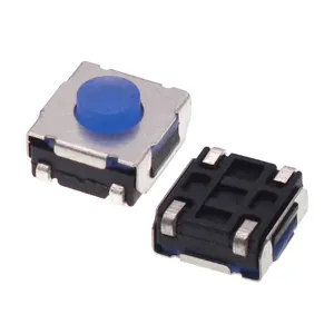 YZA-070 6*6*3.4-5MM Pinos de interruptor de micro chip de movimento de silicone azul embrulhados