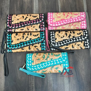 Nouvelle Pochette de Soirée de Luxe 2026 pour Femme en Cuir à Motifs Floraux et Carreaux, Porte-Cartes et Portefeuille de Poignet pour le Shopping - Product Image 1