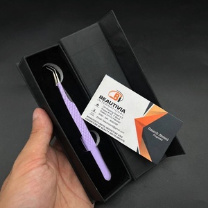 45 Degree Pointed Sustainable Stainless Steel Strong Grip Eyelash Tweezers Purple Powder Coated Custom Logo <b>Lash</b> Extension - Product Image 4