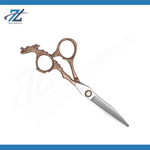 Ciseaux de barbier de qualité supérieure, lame de rasoir, ensemble de ciseaux de coiffure en couleur or avec magnifique étui en cuir et PU, kit de sécurité pour salon - Product Image 6