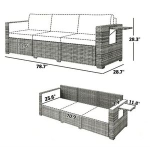 Divano da Esterno in Salice Grigio Misto per Giardino, Terrazze e Cortili, Doppia Seduta - Product Image 6
