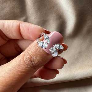 Bague ouverte unisexe en argent 925 avec moissanite taille marquise et ovale, bijoux fins pour fiançailles, fête, cadeau, charmes - Product Image 3