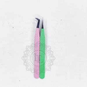 Wholesale Stainless Steel <b>Pink</b> Green <b>Powder</b> Coating Isolation Volume Tweezers Private Label Custom Logo Durable Eyelash - Product Image 1
