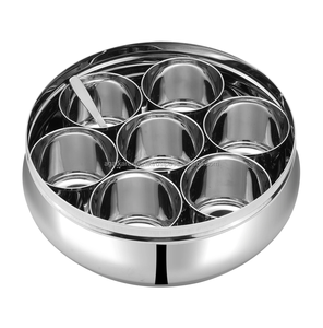 Elegante Organizador de Especias de Acero Inoxidable para Cocina con Tapa de Vidrio y Cuchara para Almacenamiento - Product Image 2