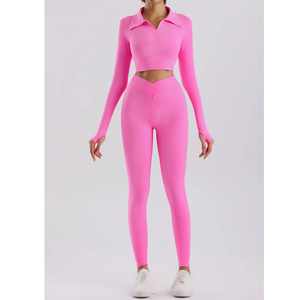Conjunto Deportivo de Dos Piezas para Mujer, con Logotipo Personalizado, Spandex/Nylon, Elástico en Cuatro Direcciones, Cintura Alta, Cierre con Cordón, para Gimnasio, Yoga, Levanta Glúteos - Product Image 2