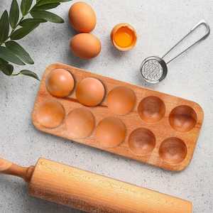 Wooden <b>Egg</b> Holder Tray 10 Slot <b>Egg</b> <b>Storage</b> Board Kitchen <b>Egg</b> Organizer <b>Egg</b> Serving Tray Wooden <b>Egg</b> Display Rack - Product Image 1