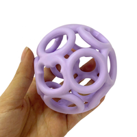 Anneau de dentition souple en silicone de qualité alimentaire en forme de balle pour bébé, jouet de dentition 0-24 mois, cadeau avec option de logo personnalisé