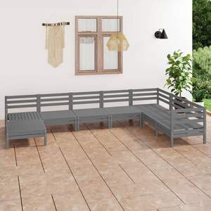 Ensemble de salon de jardin modulaire en bois de pin massif gris, 8 pièces - Product Image 1