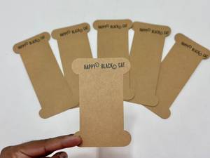 Étiquettes en papier kraft recyclé en gros, écologiques, vierges, en carton brun, gaufrées, rayées, pour cadeaux, avec ficelles, pour vêtements - Product Image 2