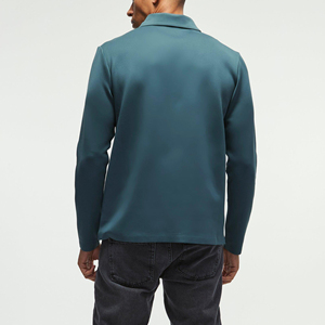 เสื้อโปโลแขนยาวผู้ชาย OEM คอซิป 1/4  ผ้าฝ้าย 100% สีพื้น พิมพ์โลโก้ตามสั่ง ทรงหลวม พิมพ์ลายเสื้อโปโล - Product Image 3