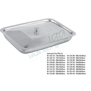 Plateau à instruments manuel autoclavable en acier inoxydable avec couvercle, usage polyvalent pour la stérilisation et le stockage sécurisé des instruments - Product Image 3