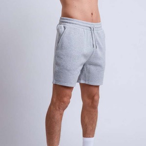 Shorts décontractés pour hommes en coton gris avec cordon de serrage, taille mi-haute, avec poches, en tissu tricoté respirant, longueur courte - Product Image 2