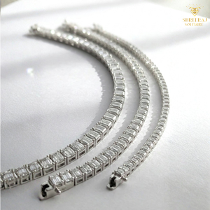 SHREERAJ SOLITAIRE Pulsera de tenis con diamantes cultivados en laboratorio, corte esmeralda, oro blanco de 14K, claridad VVS blanca, diseño HipHop para mujer, IGI - Product Image 3