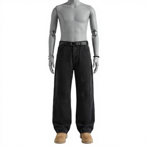 <b>Men's</b> High Waist Straight Leg Distressed Denim <b>Jeans</b> With <b>Print</b> And Ripped Details Loose Fit Streetwear Autumn Style - Product Image 1