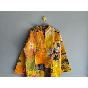 Veste kimono matelassée patchwork pour femme, manches longues, col en V, style robe tissée, pour le printemps et l'automne, cadeau pour elle - Product Image 2