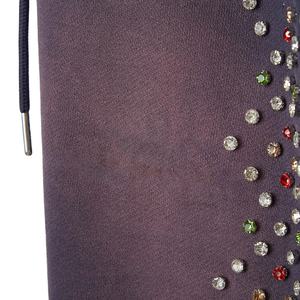 Pantalones de chándal acampanados de felpa francesa lavados con ácido de algodón 100%, diseño holgado desgastado personalizado, cintura elástica, diamantes de imitación medios - Product Image 4