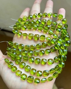 Perles de pierres précieuses en quartz vert péridot facetté en forme de coussin pour la fabrication de bijoux, colliers, bracelets, boucles d'oreilles, vente en gros - Product Image 2