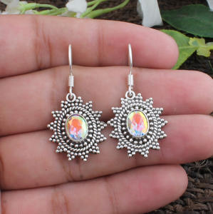 Pendientes de Topacio Místico Natural, Plata de Ley 925, Piedras Preciosas Multicolores Auténticas, Joyería de Lujo para Bodas y Fiestas - Product Image 2