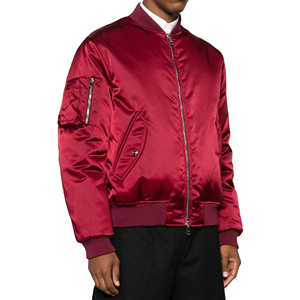 Veste bomber en satin personnalisée légère pour adulte, couleur rouge, manches longues, fermeture éclair intégrale, pour homme - Product Image 4