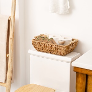 asket Set (Set of 2), Natural Water Hyacinth <b>Storage</b> <b>Basket</b>, Multi-Functional <b>Storage</b> <b>Basket</b>,<b>Wicker</b> Woven <b>Baskets</b> with Handles - Product Image 3