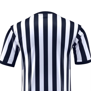 <b>Men's</b> Black <b>White</b> Striped V-Neck Soccer Jersey Short Sleeve Moisture Wicking Polyester Sport Apparel Regular Fit Adult Size - Product Image 3