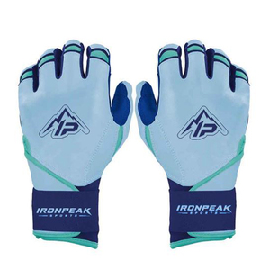 Gants de frappe de baseball Ironpeak Sports IP-120 à manchette longue, en cuir gris personnalisé, fermeture auto-agrippante, unisexe adulte, entraînement XXL/XL - Product Image 6
