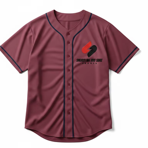 Chemise de baseball au design original, respirante, imprimée numériquement, en maille polyester 180g, col en V, logo personnalisé, nom brodé, unisexe - Product Image 1