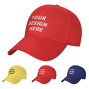 Custom Embroidered Baseball Cap 6-Panel Adjustable Cotton Hat Unisex Casual <b>Red</b> Yellow Blue Design Front Panel - Product Image 5