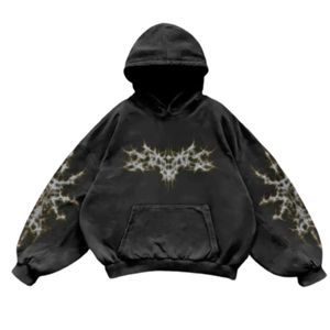 Sudadera con Capucha Negra de Corte Regular con Mangas con Efecto Desgastado y Bolsillo Frontal, 100% Algodón Felpa, Transpirable, Estilo Invernal para Hombre - Product Image 4