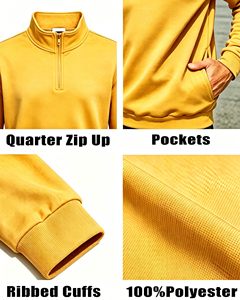 Sudadera con cremallera de cuarto de cierre, de felpa, con hombros caídos, extragrande, estilo cropped y boxy, de felpa francesa, para hombre, 100% algodón, venta al por mayor personalizada - Product Image 6
