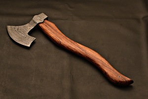 Industrial Grade Premium Damascus Steel Hand Forged Bearded Viking <b>Axe</b> Hatchet HRC52-58 Hardness Wooden Handle for Outdoor - Product Image 6