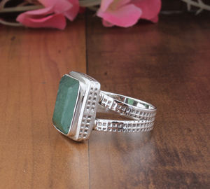 Bague de fiançailles en argent sterling 925 sertie d'un jade vert rond de luxe, taille brillant, sertie de pierres, cadeau de fête de mariage pour femme, bijoux fins - Product Image 5