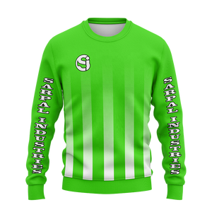 Sudadera de Cuello Redondo con Rayas Verde Neón Brillante para Hombre, Logotipo Personalizado, Texto en la Manga, Gráfico, Sudadera para Entrenamiento de Equipo, OEM - Product Image 1