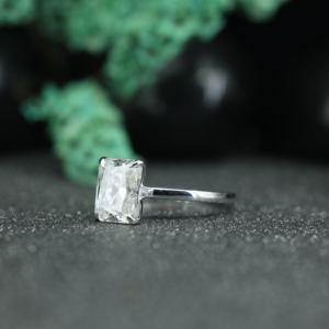 Factory Price Radiant Cut Moissanite Engagement <b>Ring</b> 925 <b>Silver</b> Rhodium Plated Minimalist Wedding <b>Ring</b> for Women - Product Image 3