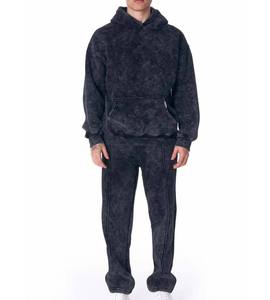 Survêtements de sport OEM en coton 100% imprimé délavé à l'acide, ensemble de jogging personnalisé en gros, sweat à capuche oversize et pantalon baggy pour hommes - Product Image 1