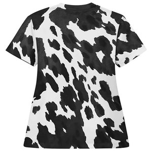 Women's <b>Cow</b> <b>Print</b> Scrub <b>Top</b> Short Sleeve V-Neck With Pockets Hospital Uniform Blouse - Product Image 2