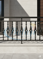 Balustres modernes gris en fonte sans cadre, robustes, finition super sablée et polie, résistants à la rouille, pour balcon - Vente en gros