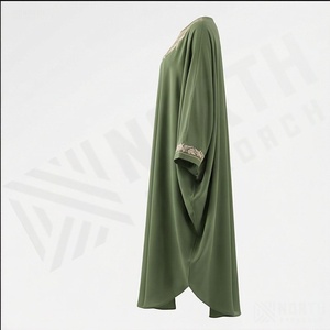 Abaya pour femmes musulmanes, vêtements islamiques élégants de haute qualité, manches longues, broderie sur la poitrine, vêtements modestes tendance - Product Image 3