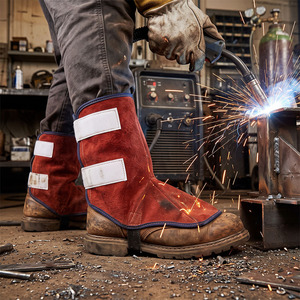 Spats industriels en cuir de vachette souple de qualité supérieure, certifiés CE, résistants à la chaleur, vêtements de sécurité flexibles - Product Image 3