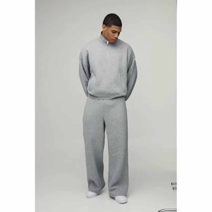 Conjunto Deportivo Oversize con Media Cremallera para Hombre, 420G, Mezcla de Algodón y Felpa, Color Sólido, Sudadera y Pantalones Deportivos para Uso Diario Informal - Product Image 5