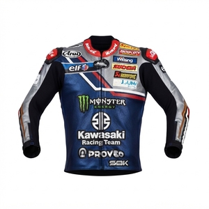 Men’s Rawasaki Cowhide Leather <b>Racing</b> <b>Jacket</b>/Chaqueta MotoCP Style CE Level 2 Armor Motorcycle Track Riding Protective Gear CE - Product Image 1