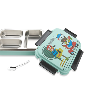 Premium 3 compartment insulated lunch <b>box</b> with stainless steel trays airtight food <b>container</b> for school use - Product Image 2