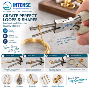 Pince à bec rond professionnel en acier inoxydable pour la fabrication de bijoux, pince de précision pour la formation de boucles de fil avec poignée confortable - Product Image 3