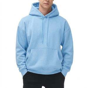 Sweat à capuche premium épais bleu ciel avec logo personnalisé, coupe oversize en polaire, style streetwear décontracté pour l'hiver - Product Image 5