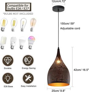 Lampe suspendue en métal tendance, style industriel moderne, pour bureaux, restaurants et cafés. - Product Image 5