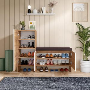 Meuble à chaussures modulaire Trudo en bois d'ingénierie Saleem International (10 paires + 12 paires avec siège), blanc - Product Image 5